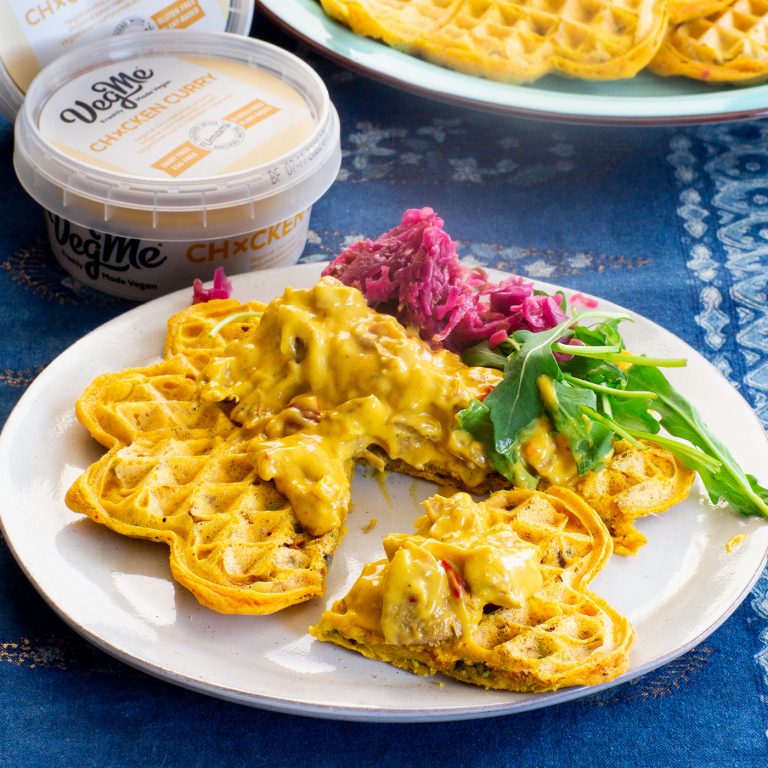 Röda linsvåfflor med chxcken curry